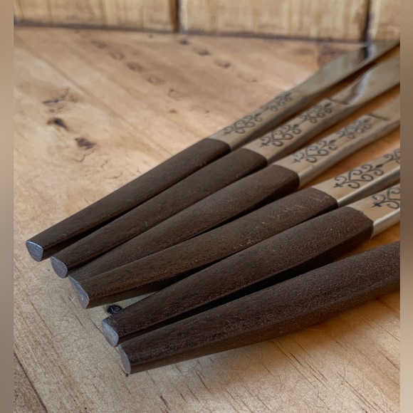 Vintage 24 Piece Flatware set- stainless steel with wood handle. Modern Danish - Picture 10 of 15